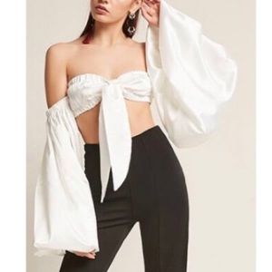 Kikiriki tie-front satin crop top